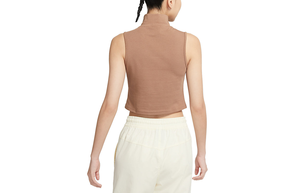 (WMNS) Nike Sportswear Collection Essentials Embroidery Logo Knitting Waistcoat Brown DD5881-256