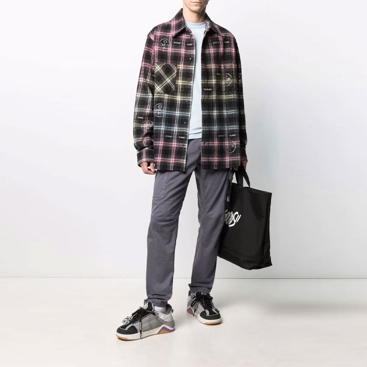 Off-White FW21 Logo Pattern Plaid Long Sleeves Shirt Loose Fit OMGA133S21FAB0028400