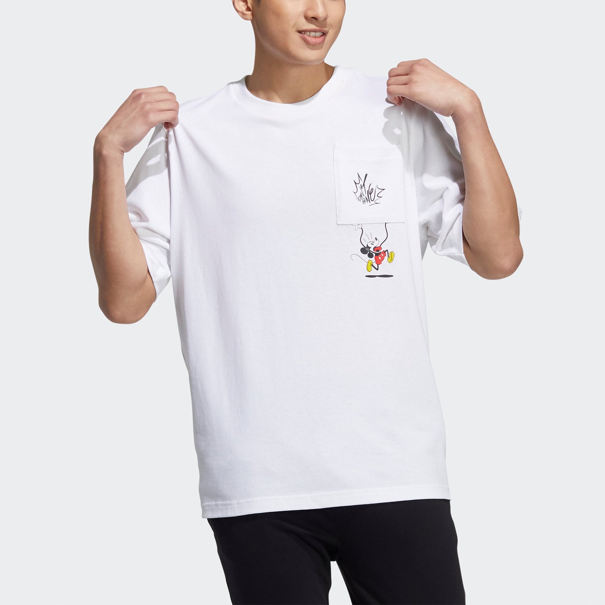 adidas neo Mf Tee 4 Mickey Mouse Pattern Sport Short Sleeves T Shirt Men's White HF0454