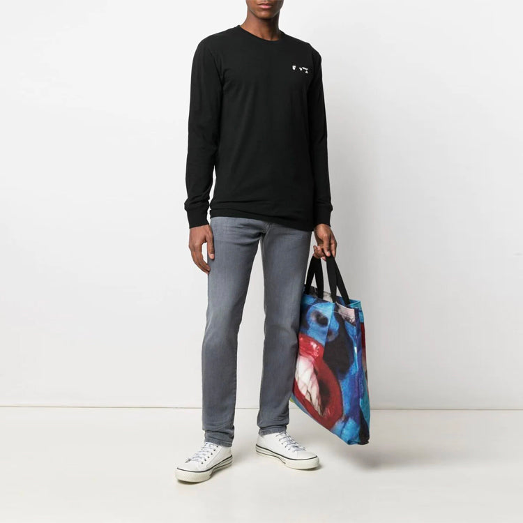 Off-White SS21 Logo Printing Round Neck Pullover Version Black OMAB001S21JER0031001