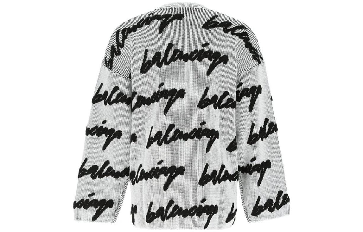 Balenciaga 3D Scribble Crewneck Cotton Knit 'White' 625985T31809040