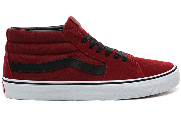 Vans SK8-Mid Mid-Top Retro Skate Shoes Unisex Black Red VN0A3WM31K4