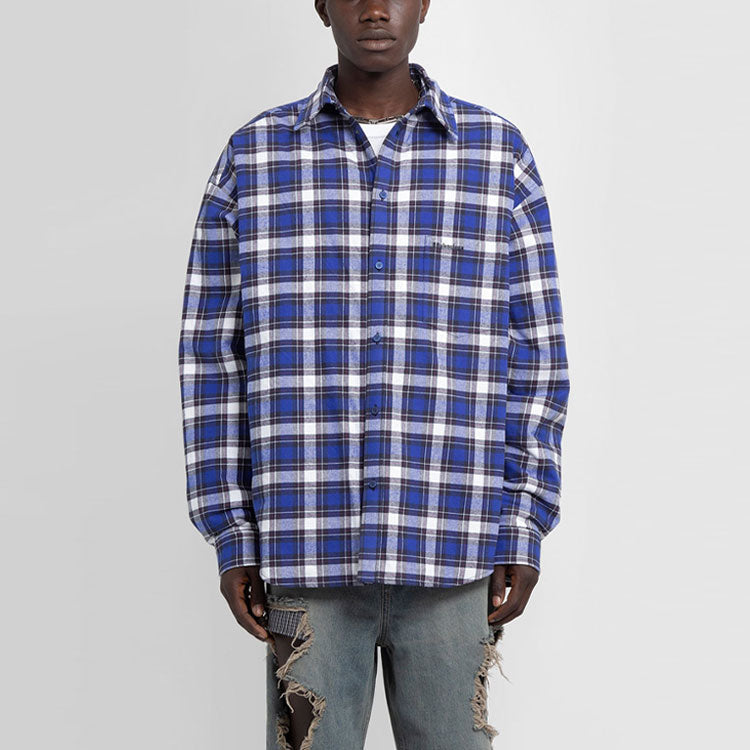 Balenciaga Checkered Flannel Padded Shirt 'Blue' 642339TKM274202