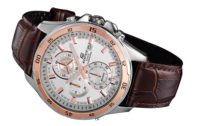 CASIO EDIFICE Series Casual Brown Strap quartz EFR-547L-7A White Analog EFR-547L-7A2021