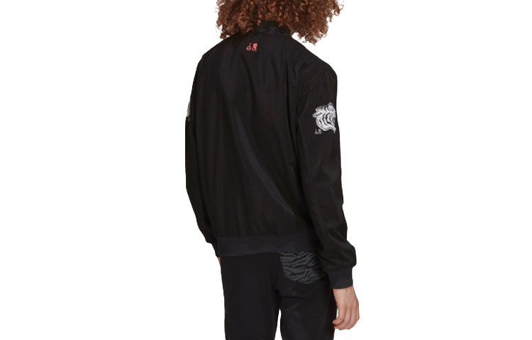 adidas Juventus CNY White Embroidered aviator Jacket Black FQ6606