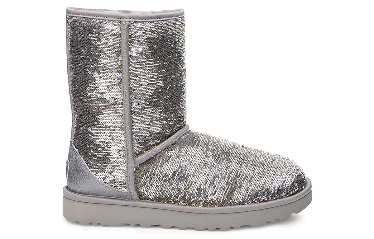 (WMNS) UGG Classic Short Cosmos Sequin Silver 1103796-SGLD