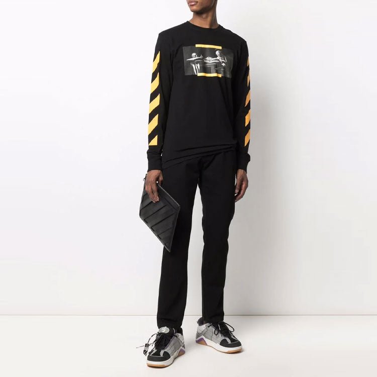 Men's Off-White FW21 Caravaggio Painting Long Sleeves Black T-Shirt OMAB001F21JER0041084