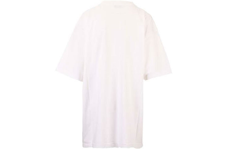 Men's Balenciaga SS21 Cotton Logo Round Neck Short Sleeve White 641655TJV879040