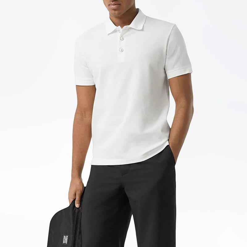 Men's Burberry SS21 Mesh Cotton Short Sleeve Polo Shirt White 80288721