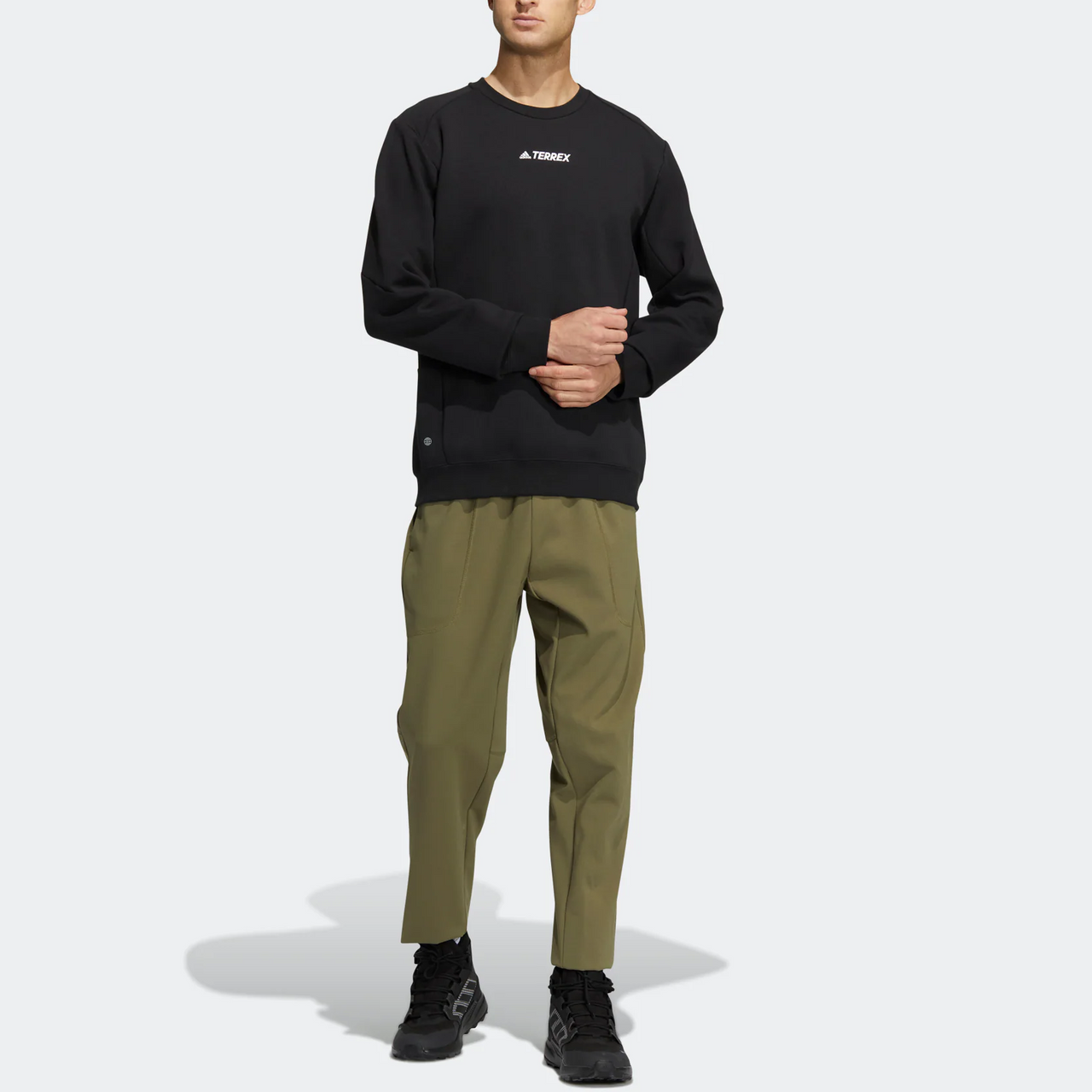 adidas Tx Logo Crew Sw Chest Alphabet Printing Round Neck Long Sleeves Black HN2033