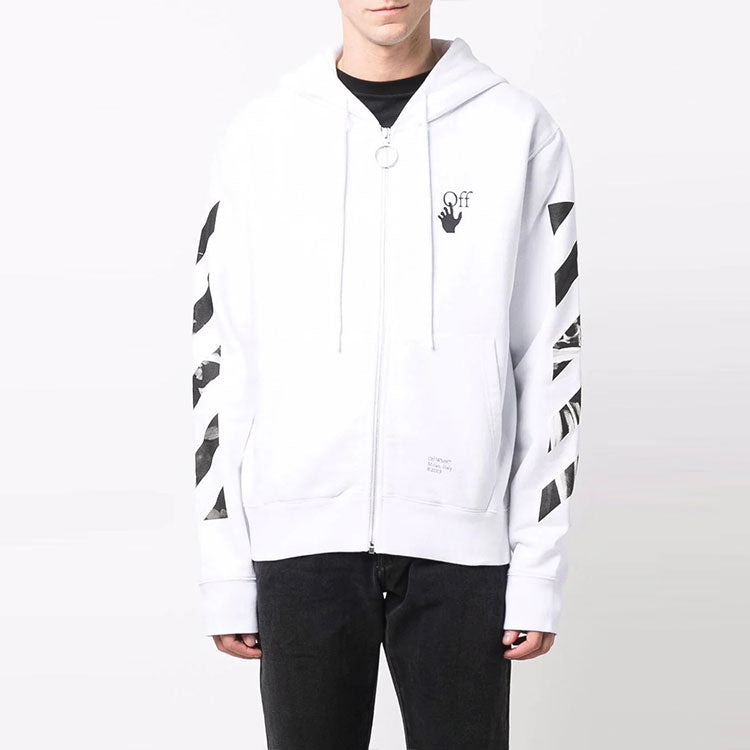 Off-White Carav Arrow Slim Zip Hoodie 'White/Black' OMBE001F21FLE0090110