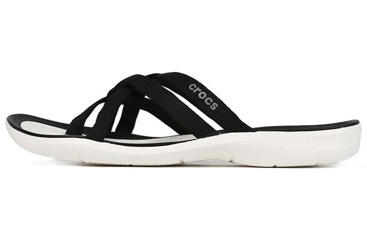 (WMNS) Crocs Beach & Pool SlidesSlippers 'Black White' 205479-066