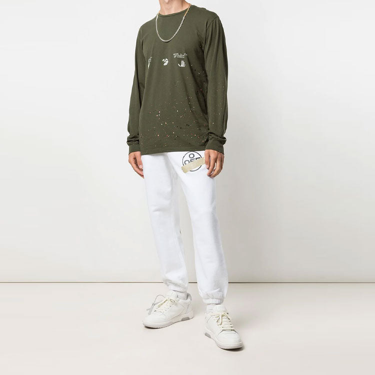 Off-White SS21 Printing Long Sleeves Green OMAB001S21JER0025701