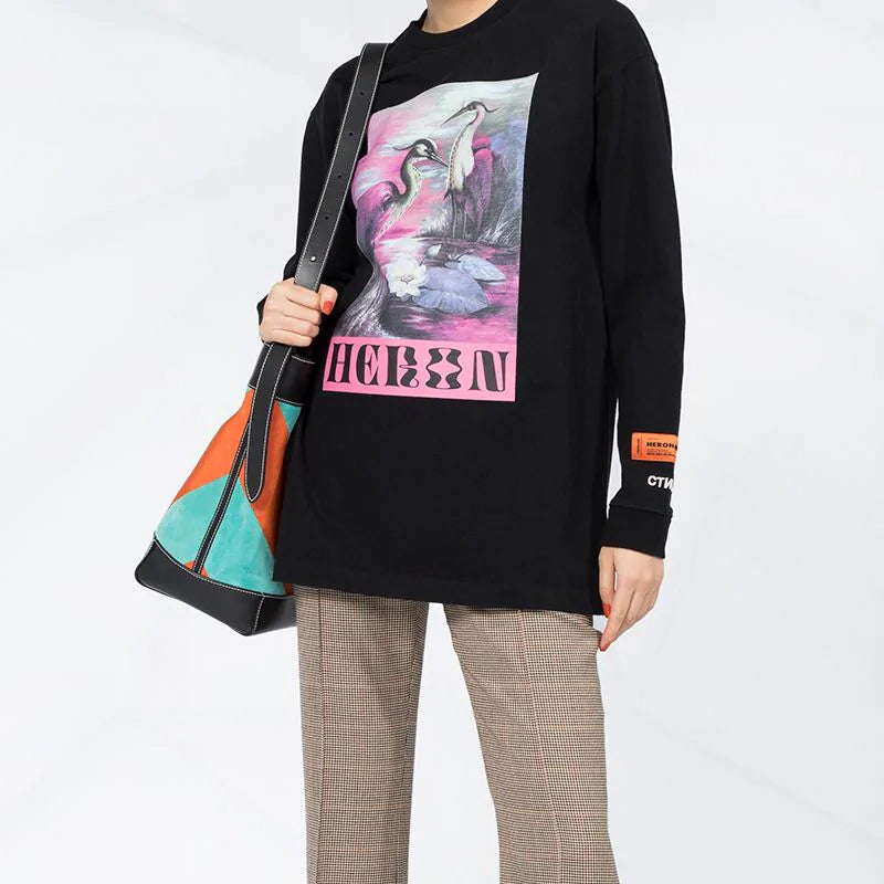 HERON PRESTON Heron Printing mid-length Long Sleeves Unisex Black HWAB012E20JER0011030