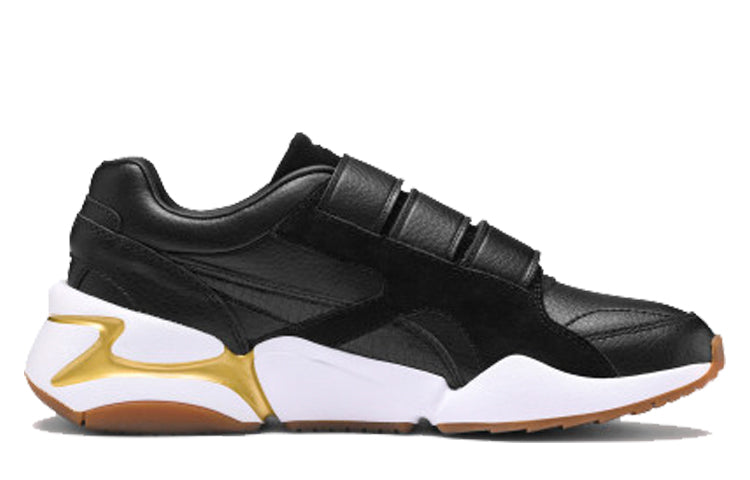 (WMNS) PUMA Nova V Leather Black/Gold 369843-01