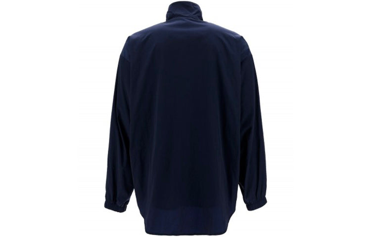 Men's Balenciaga Logo Zipper Stand Collar Jacket Blue 622002TIO508065