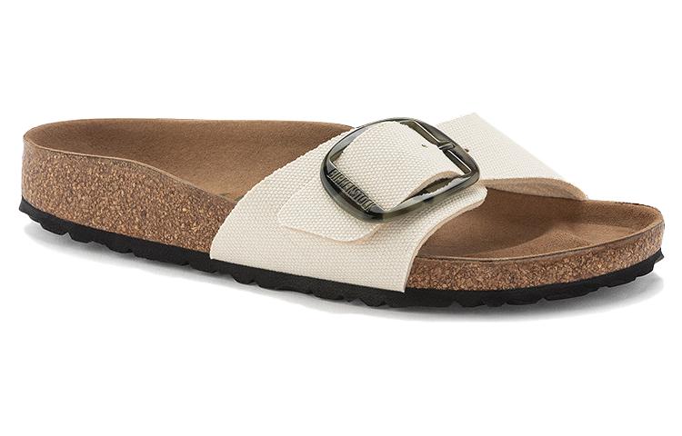 (WMNS) Birkenstock Madrid Vegan Big Buckle Textile Narrow Fit Sandals 'Eggshell' 1024068