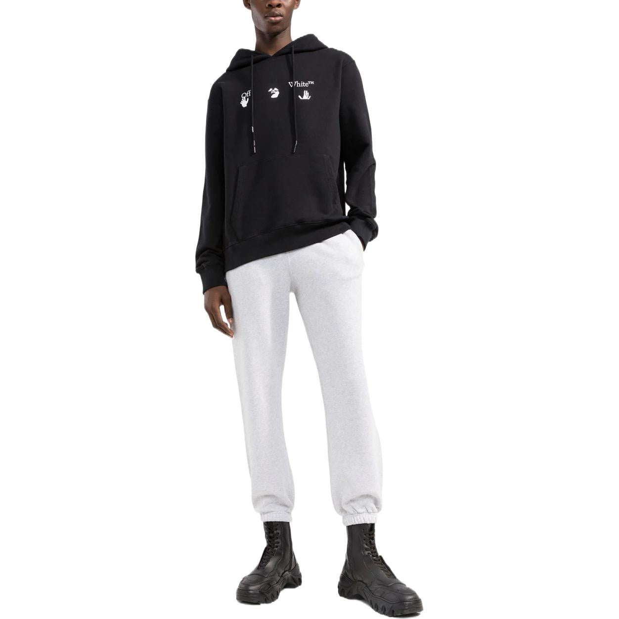 Men's Off-White FW22 Back Logo Printing Bundle Feet Sports Pants/Trousers/Joggers Gray OMCH030F22FLE0010808