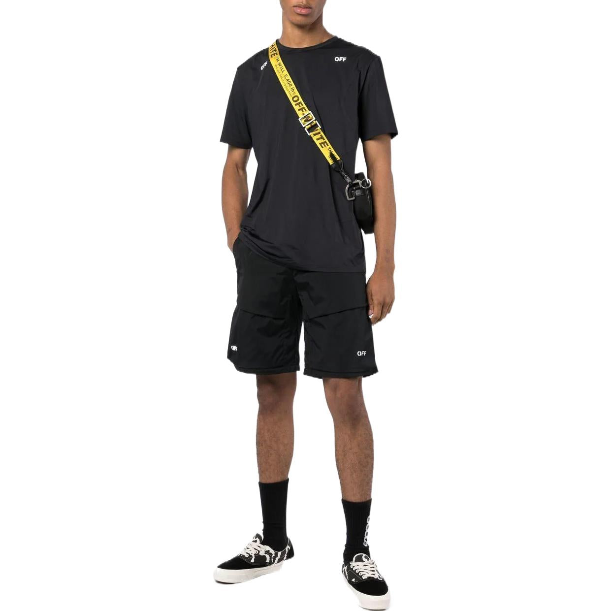 Men's Off-White Printing Arrow Pattern Round Neck Short Sleeve Black T-Shirt OMVA031S22FAB0011010