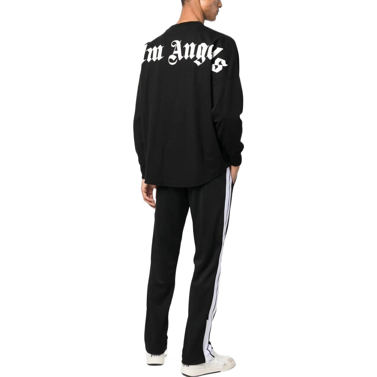 Palm Angels FW22 Logo Mock Neck Longsleeve T-Shirt 'Black White' PMAB001C99JER0041001