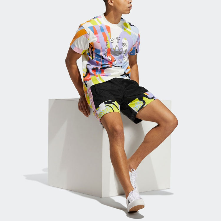adidas originals Ptide Love Unites Tan Printing Sport Shorts Black H43974
