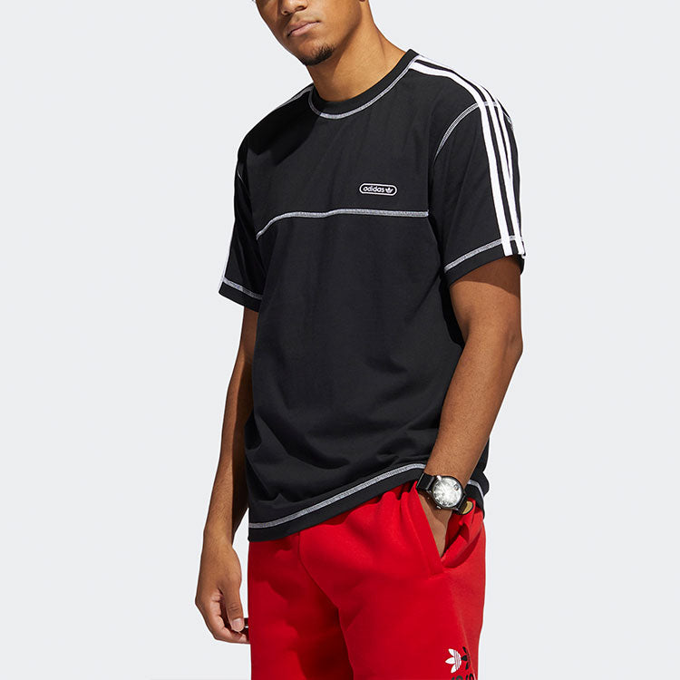 adidas originals ribbed Round Neck Short Sleeve Black GN3886