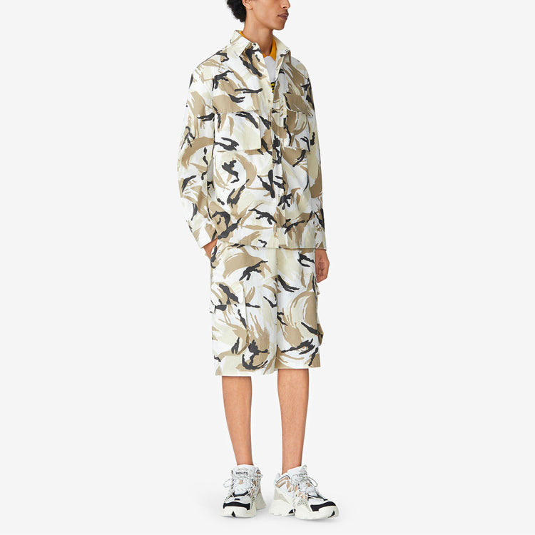 Men's KENZO SS21 Pattern Printing Loose Long Sleeves Shirt Camouflage FB55CH5021PC-02
