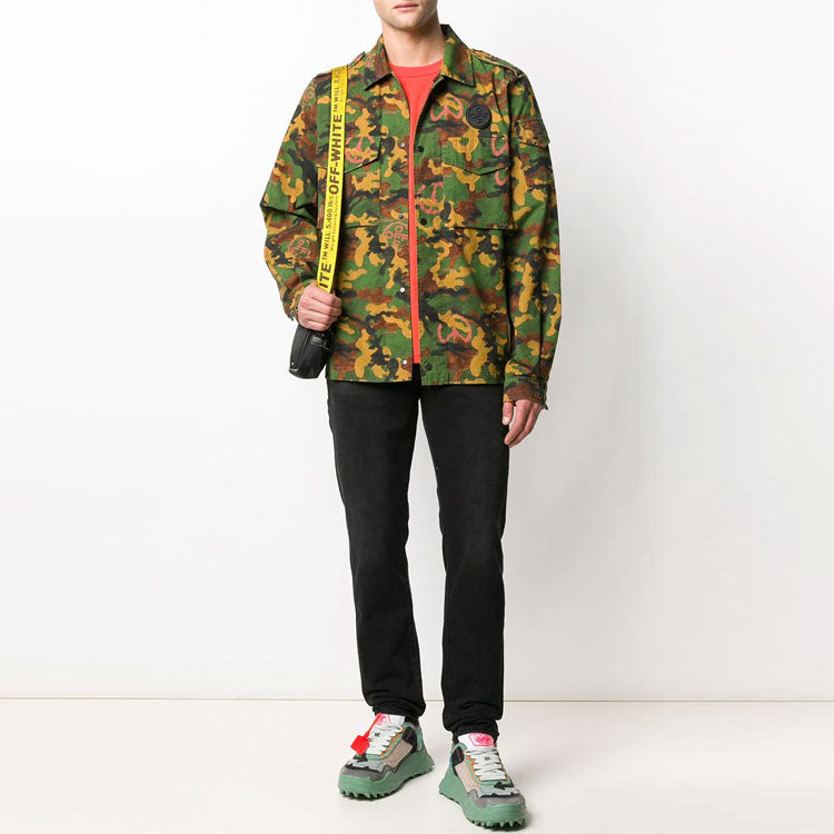 Off-White Camouflage Printing Long Sleeves Shirt Version Green OMGA108R203620019900