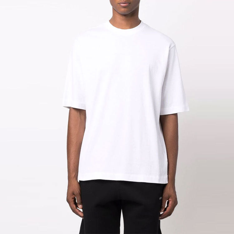 Off-White FW21 Geometry Pattern Round Neck Short Sleeve Slim Fit Version White OMAA119F21JER0230184
