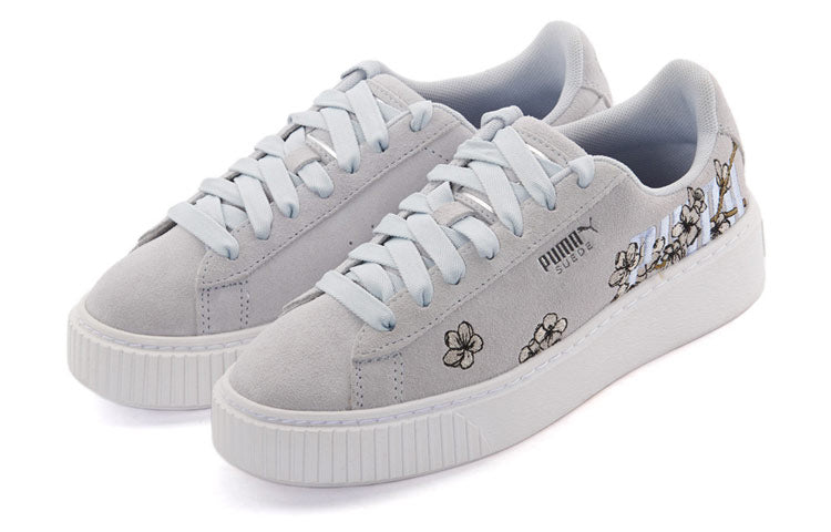 (WMNS) PUMA Platform Floral Sneakers Gray/Purple 370806-02