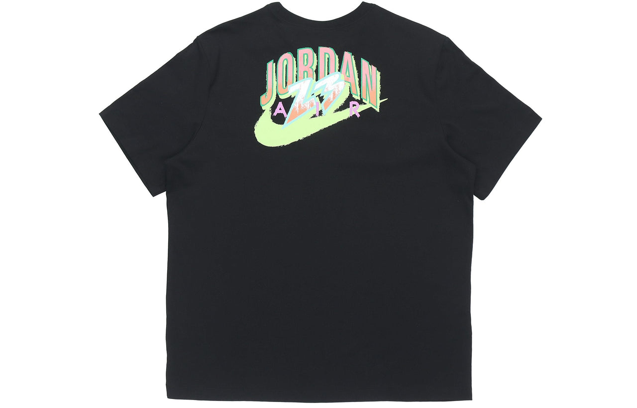 Air Jordan 23 Swoosh Sports Causual Ventilate Letter Printing Round Collar Male Black CZ8379-010
