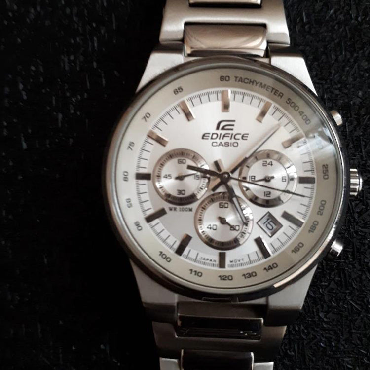 Men's CASIO EDIFICE Series Minimalistic Casual Watch Business Mens White Analog EF-500BP-7A