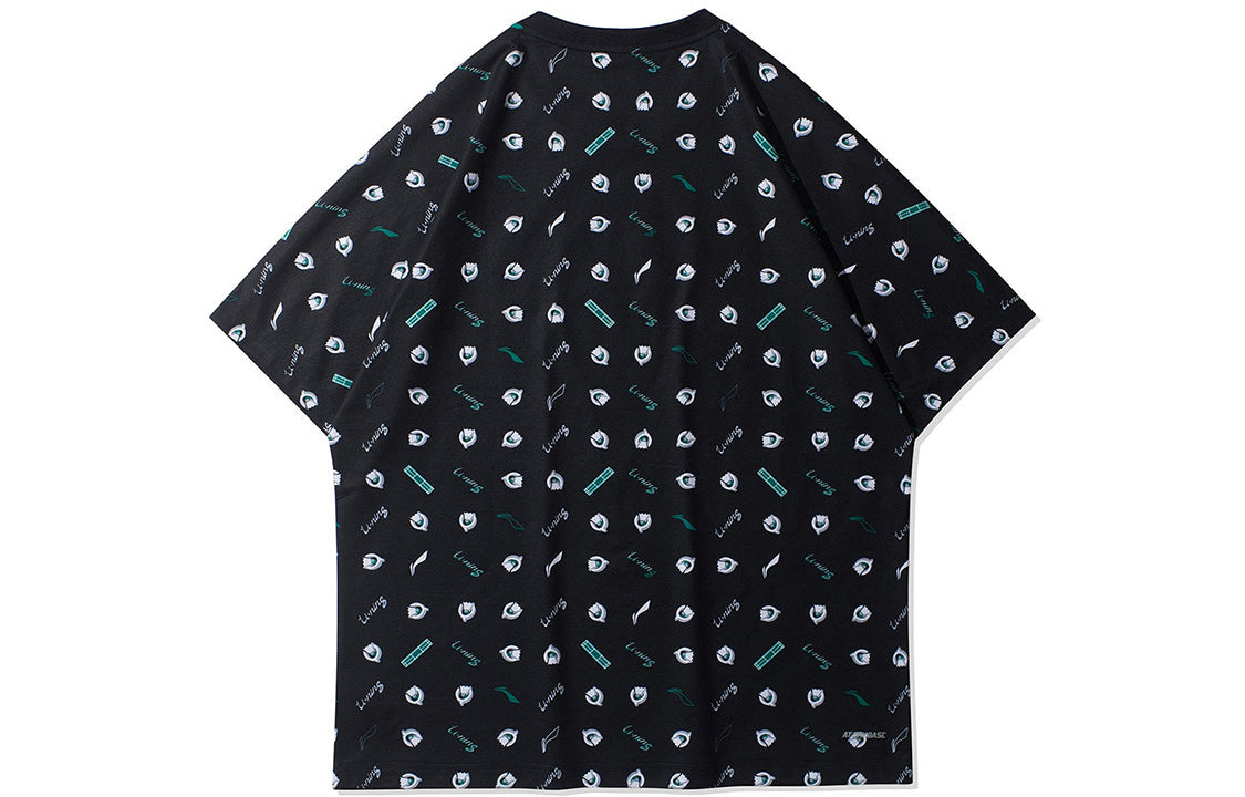 Li-Ning Badminton Series Quick Dry Sweat Absorbing Casual Sports Round Neck Short Sleeve Black AHSR061-3