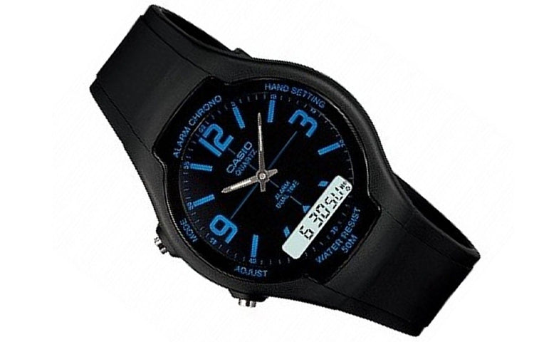 CASIO Quartz Waterproof Sports Mens Black Analog/Digital Combo AW-90H-2B