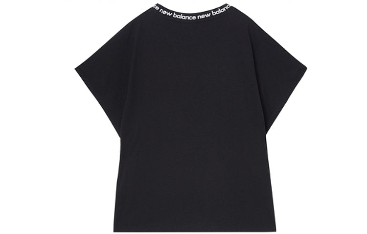 (WMNS) New Balance Collar Minimalistic logo Short Sleeve Black AWT03311