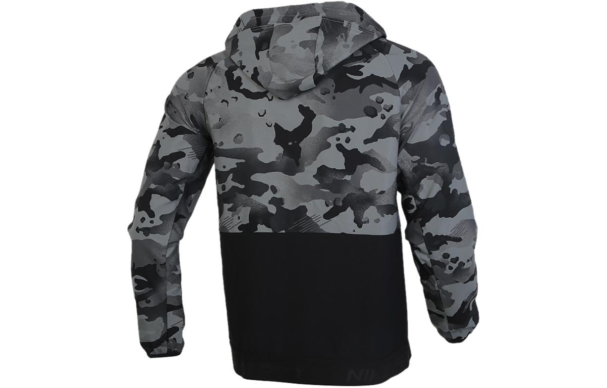 Men's Nike Camouflage Athleisure Casual Sports Hooded Jacket Black CU4043-010