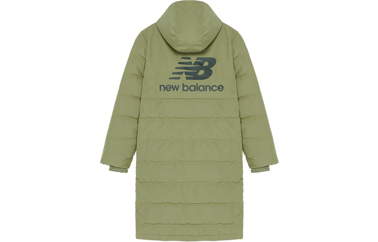 New Balance NB Logo Print Long Down Jacket Asia Sizing 'Green' AMJ93550-CGN