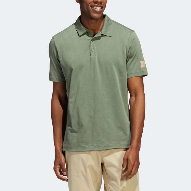 Men's adidas Solid Color Logo Golf Sports Short Sleeve Green Polo Shirt HP1919