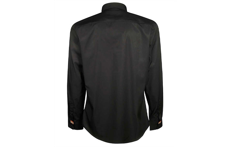 Men's Burberry TB Pattern Elastic Long Sleeves Shirt Black 80175471