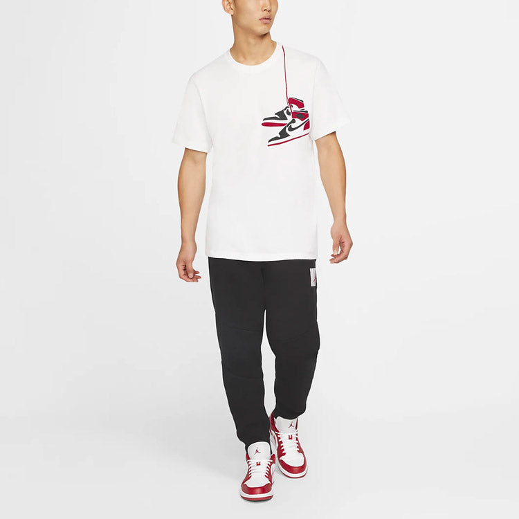 Air Jordan Casual Solid Color Round Neck Printing Short Sleeve White CZ0432-100
