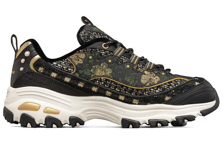 (WMNS) Skechers D'Lites 1.0 Low-Top Running Shoes Black/Gold 149481-BKGD