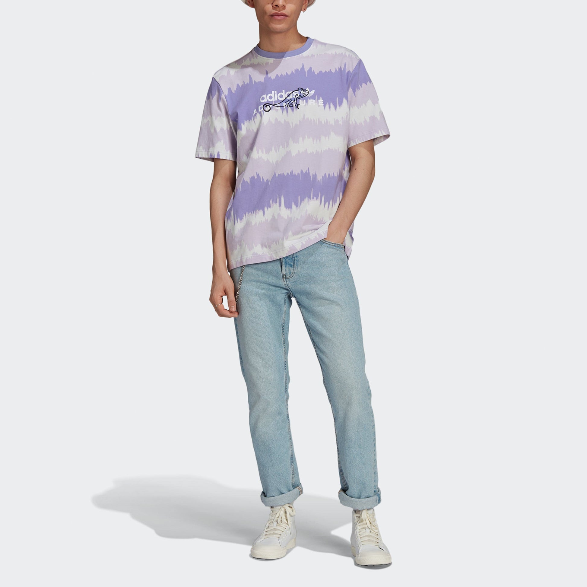 adidas originals Adv Aop T Shirt Printing Sports Round Neck Short Sleeve Purple GN2354