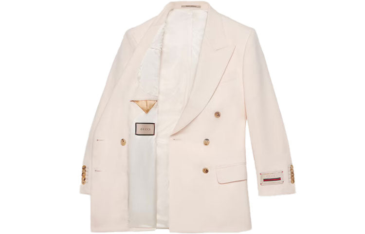 (WMNS) Gucci Bouble-Breasted Wool Mohair Blazer Jacket 'Beige' 669528-ZAFAP-9887