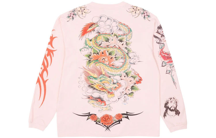 PALACE Inky Long Sleeve Pink Chinese Character Pattern Round Neck Long Sleeves P19ES054