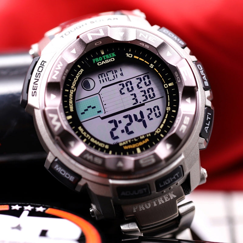 CASIO Waterproof Sports Shockproof Solar Powered Mens Black Digital PRW2500T-7