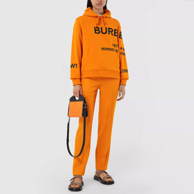 (WMNS) Burberry Horseferry Prints Cotton Loose hooded sweatshirt 'Orange' 80407691