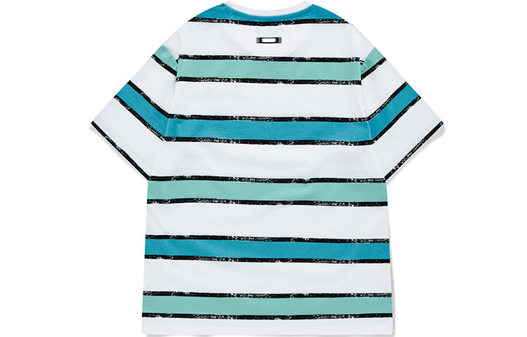 Men's FILA FUSION Contrasting Colors Stripe Loose Sports Short Sleeve Green White Colorblock T11M121108A-LB