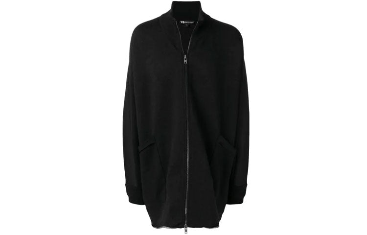 Men's Y-3 Back Logo Printing mid-length Zipper Jacket Black DQ0706