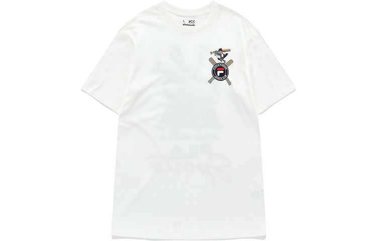 Men's FILA FUSION x staple Crossover Cartoon Printing Sports Round Neck Short Sleeve White T11M134104F-WT
