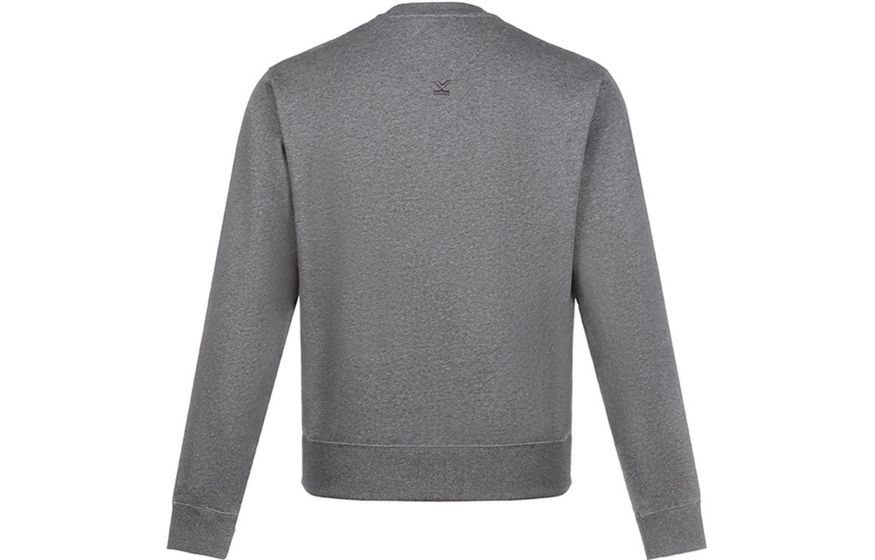 Men's KENZO FW20 Alphabet Embroidered Cotton Fleece Lined Round Neck Long Sleeves Dark Grey FA65SW0044MO-97